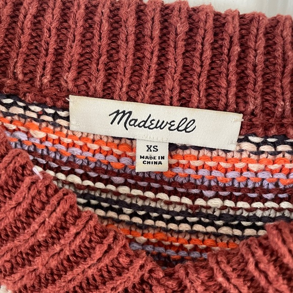 Madewell Arden V-Neck Crop Pullover Sweater in Stripe Size XS - Picture 5 of 5